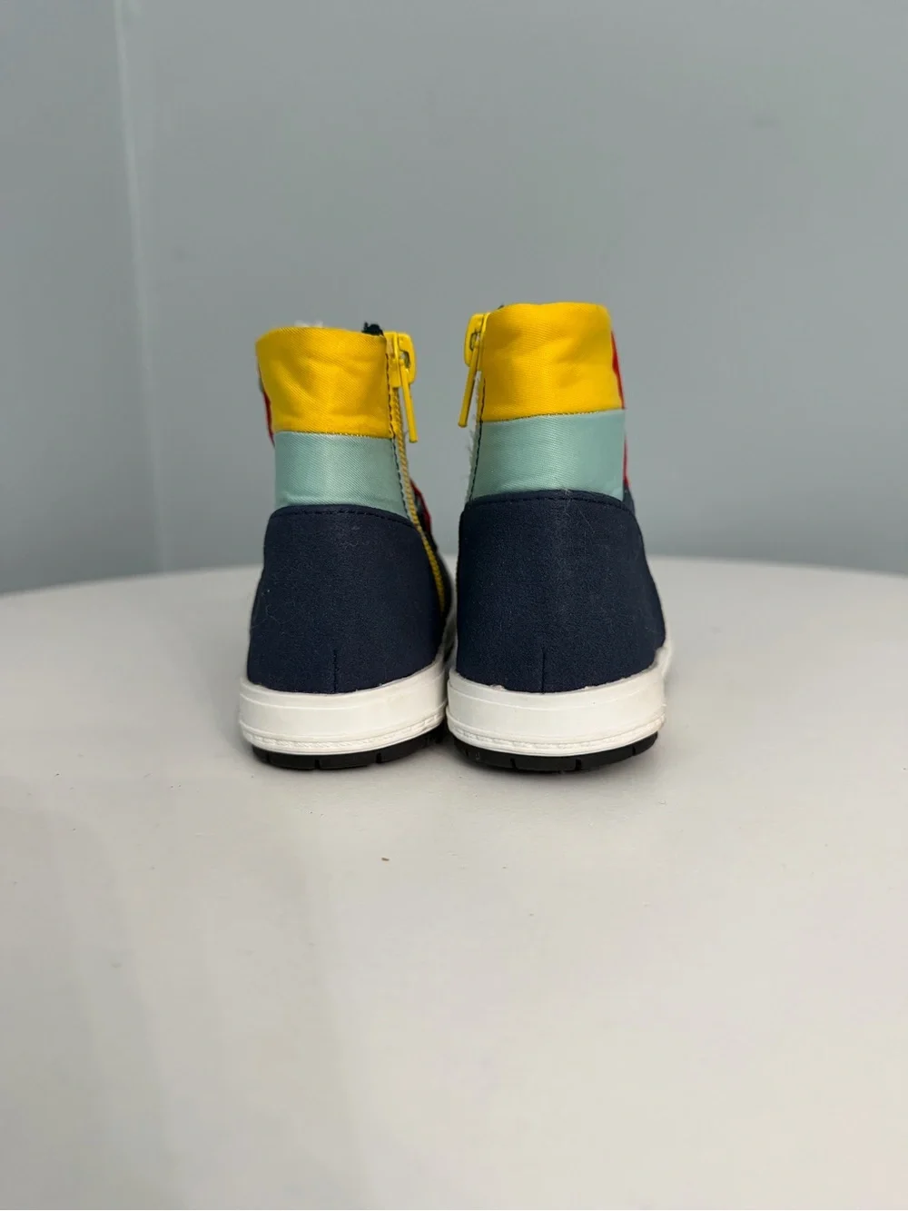 Children's Navy and Red Boots with Yellow Accents